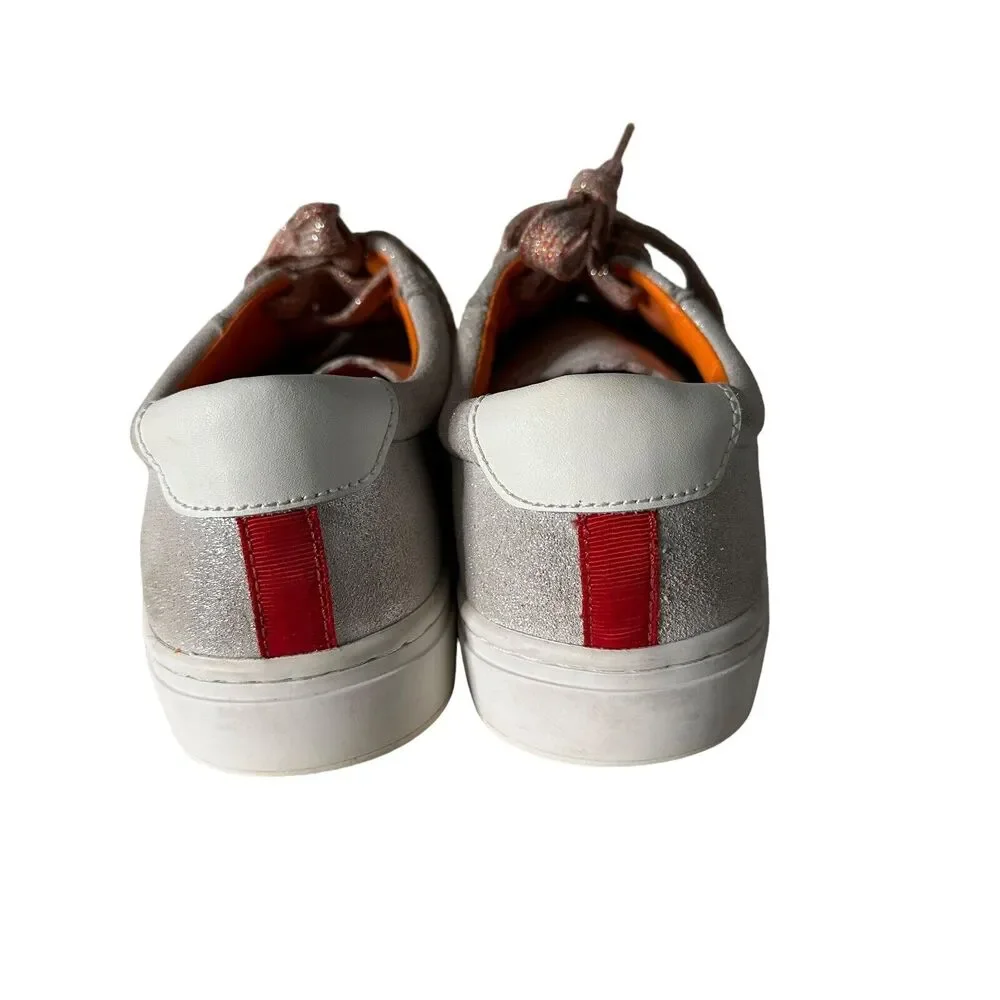 ZARA Women Metallic Glitter Silver Lace Up Fashion Sneakers Size EU 39 US 8‎